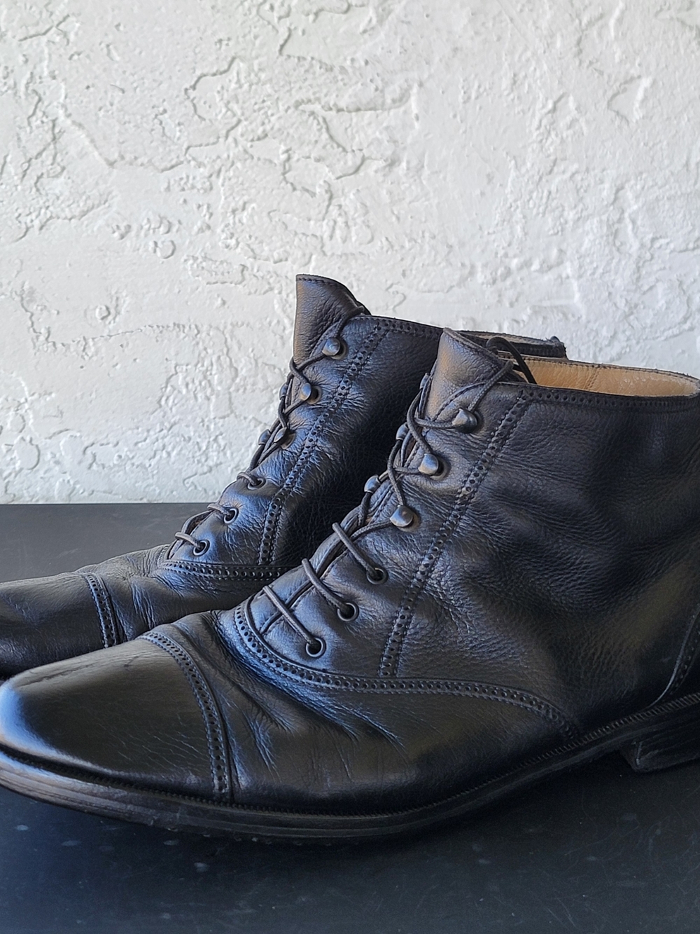 To Boot New York Boots Mens Size 10 Black Leather Combat Ankle Made Italy